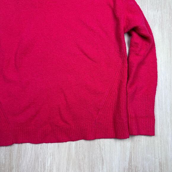 Lou & Grey Neon Pink Funnel Neck Oversized Cozy Knit Pullover Sweater Small - Picture 8 of 13